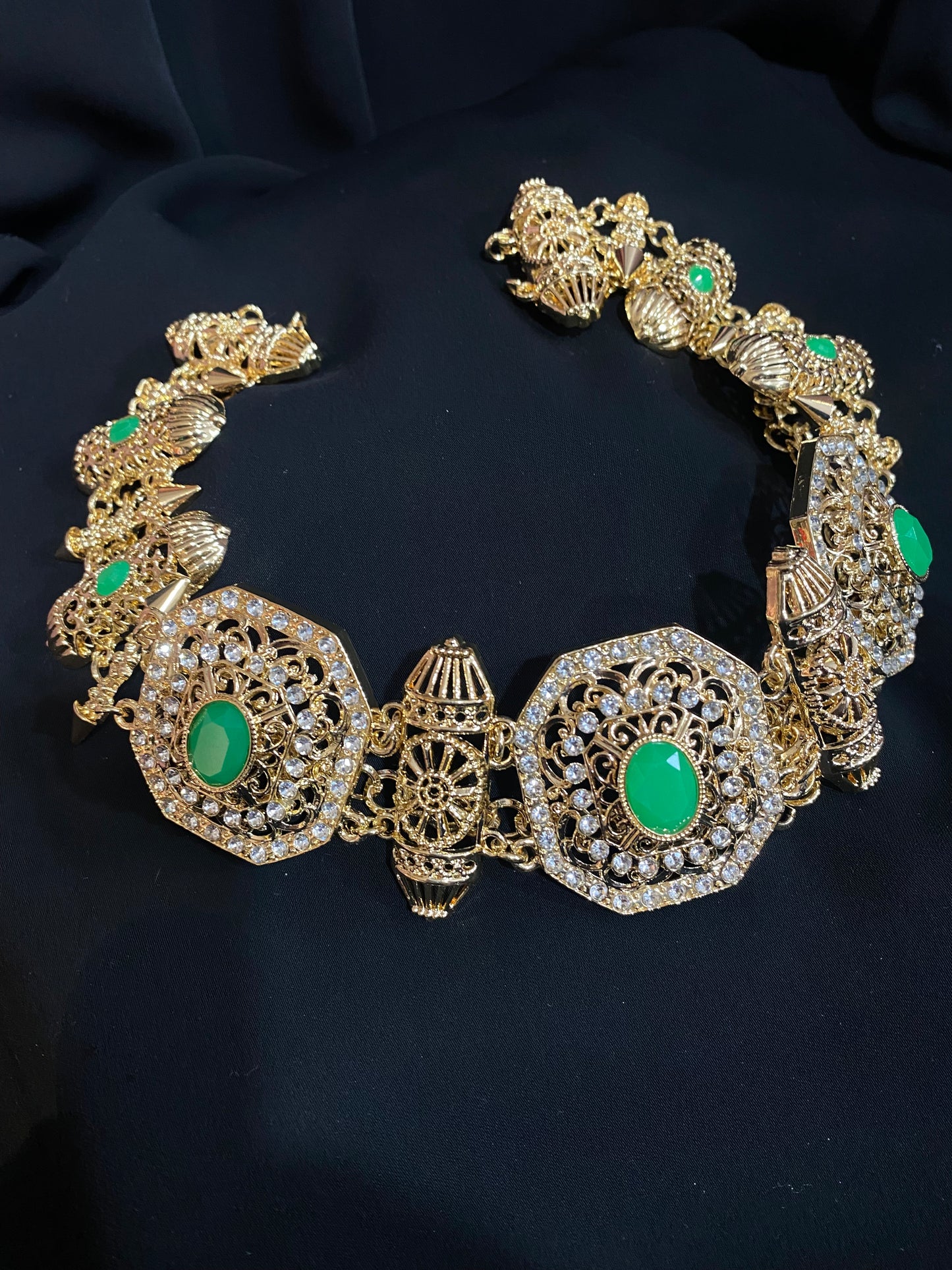 Ceinture en cristal motif carré