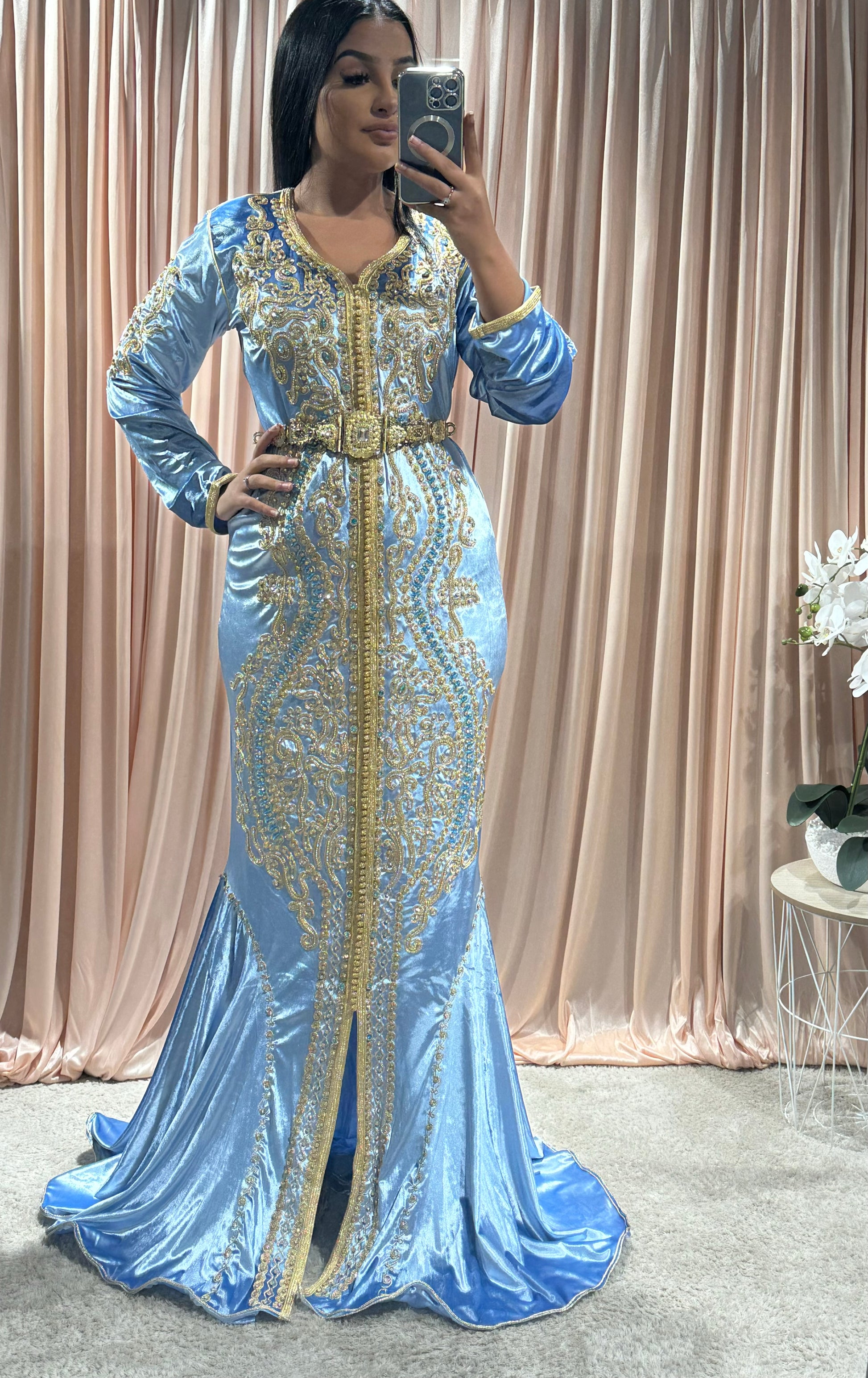 Caftan Robe Kabyle Bleu Ciel Caftan Les Robes Chaoui Robe